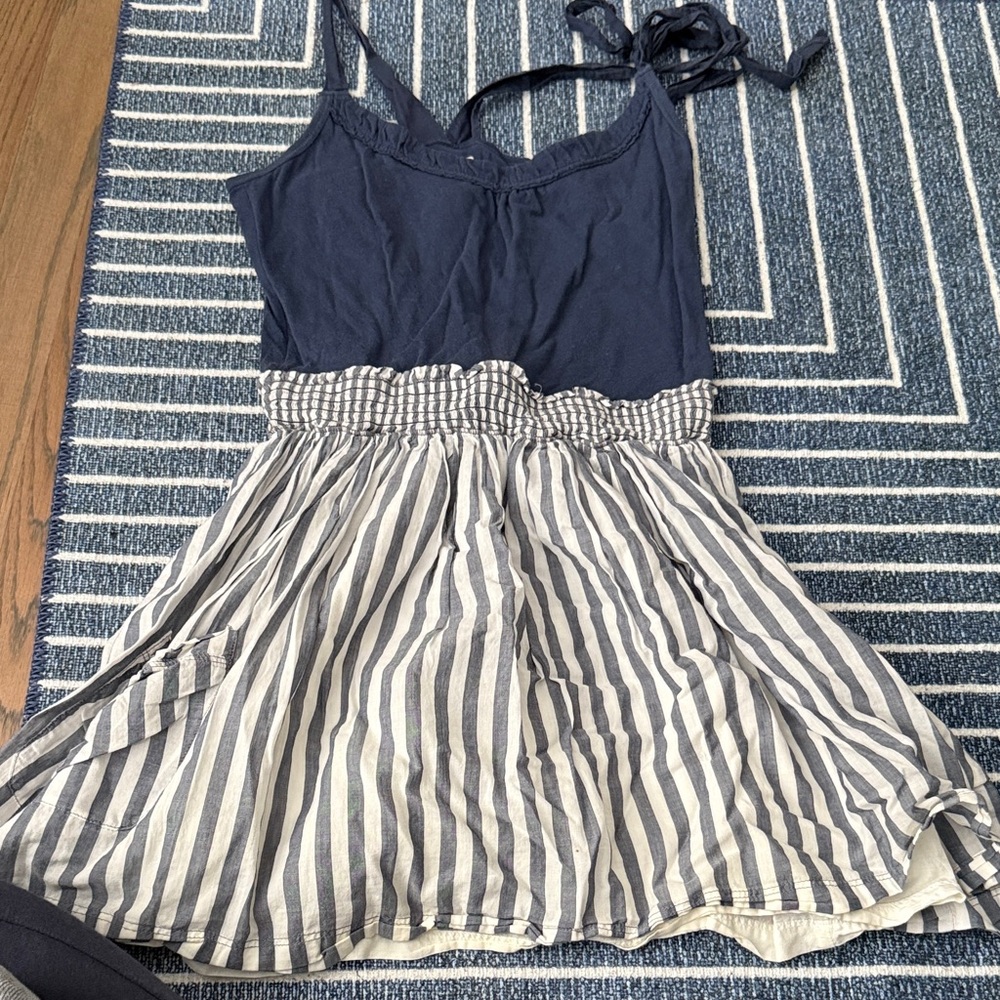Hollister Navy and White Striped Mini Dress